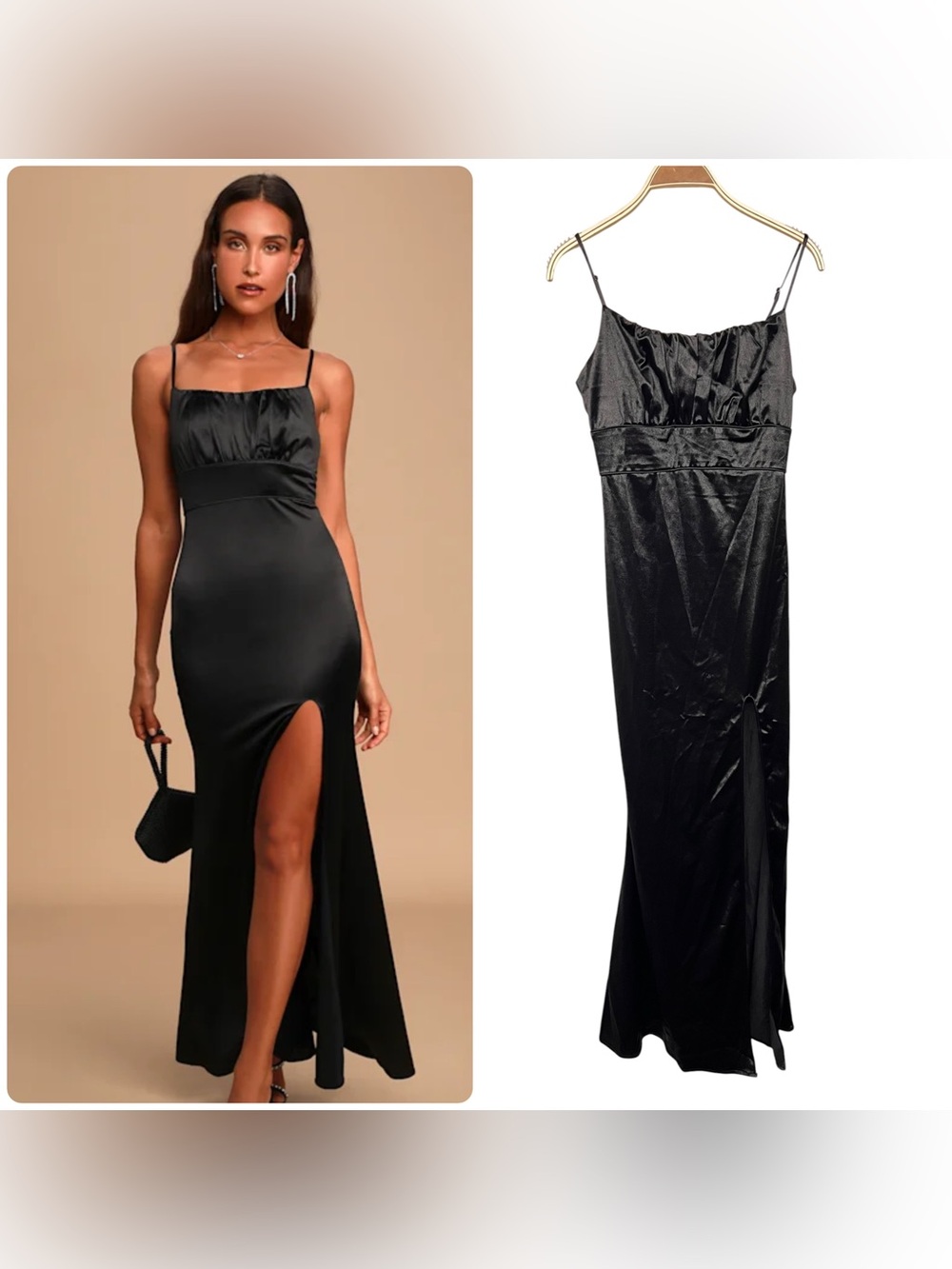 New Lulus Under The Spotlight Black Satin Sleeveless Mermaid Maxi Dress